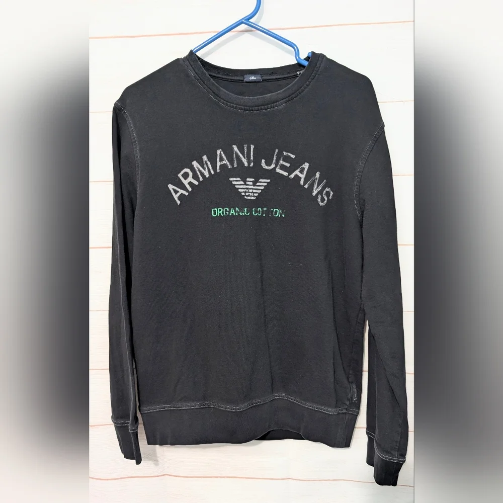 Euc Armani Jeans Black 🖤 Graphic Sweater for Men Size Medium - Picture 2 of 6